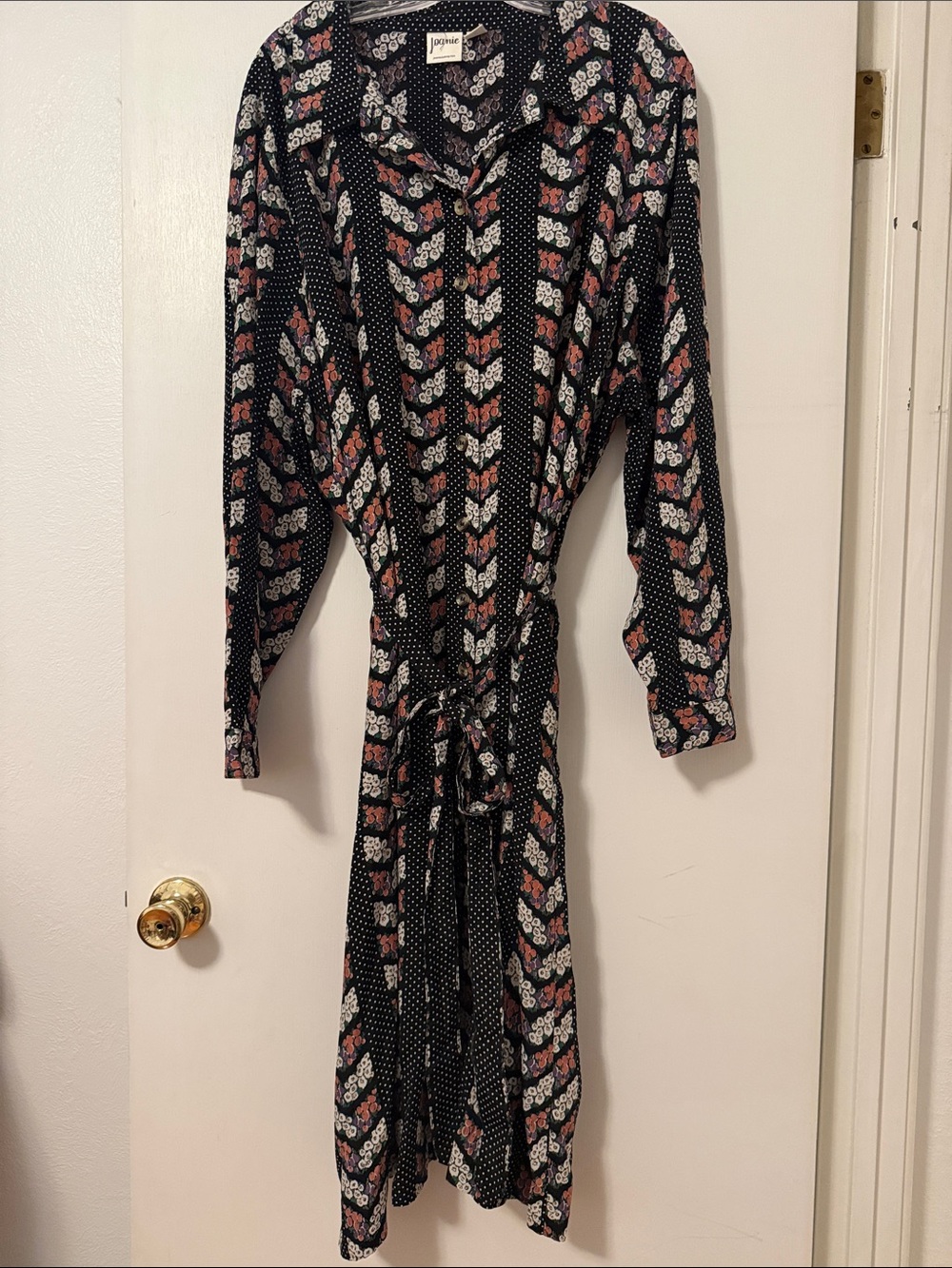 Joanie Black Floral Button Polka Midi Dress Chevron Stripe Shirtdress 22 Plus